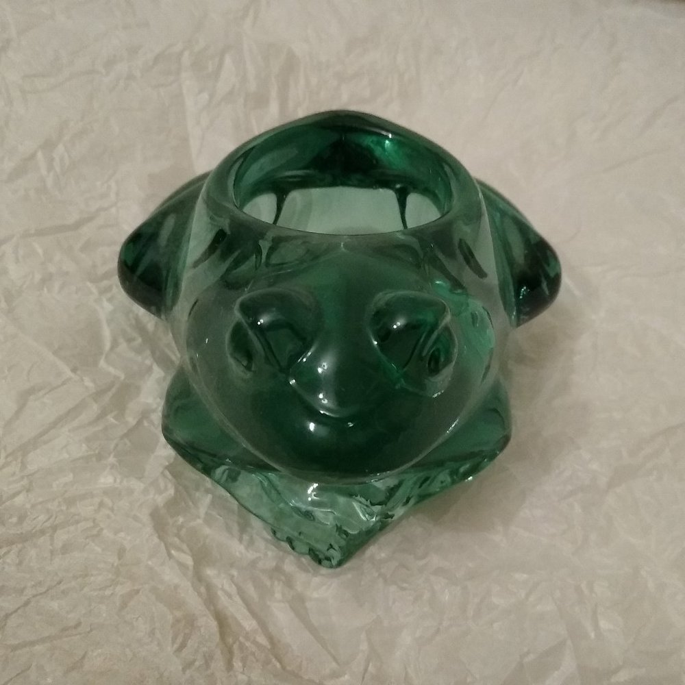 Green glass frog candle holder 🐸💚